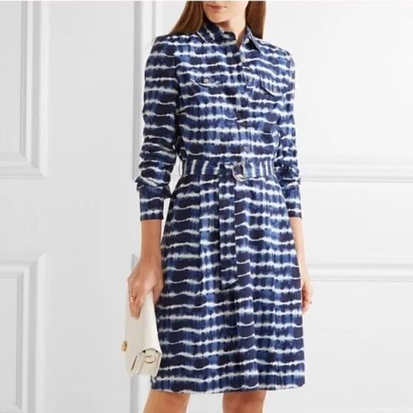 Tory Burch Tie Dye Shirt Dress in Blue Cotton - Picture 1 of 16